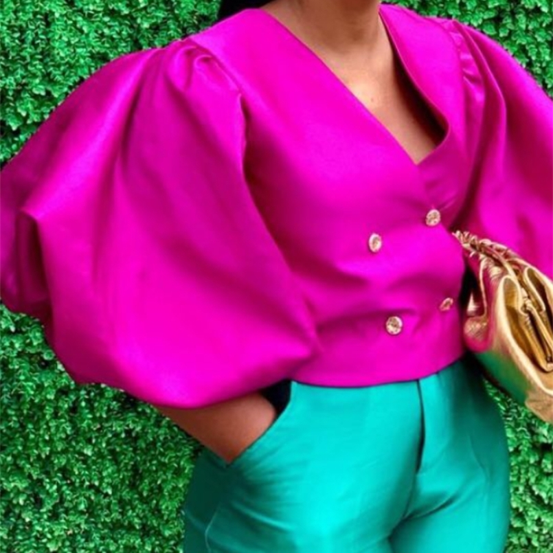 Women Tops Blouse Long Lantern Sleeves Double Buttons V Neck Shiny Glitter Party Classy Ladies Autumn Christmas Female 220407, Rose
Women Tops Blouse Long Lantern Sleeves Double Buttons V Neck Shiny Glitter Party Classy Ladies Autumn Christmas Female 220407, Rose