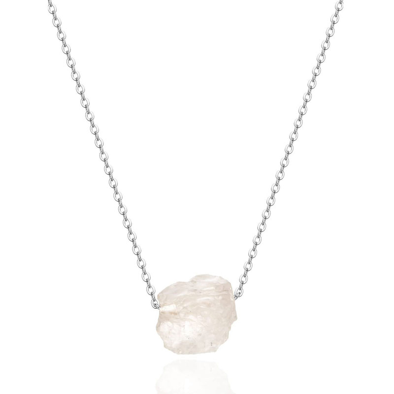 Irregular Natural Stone Crystal Gold Silver Chain Pendant Necklaces For Women Girl Handmade Party Club Decor Jewelry