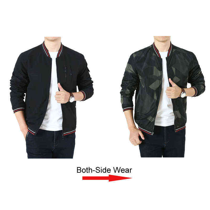 DIMUSI Men's Bomber Zipper Jacket Fashion Double-Side Wear Cotton Coats Casual Outwear Slim Fit Baseball Jackets Men Clothing T220816