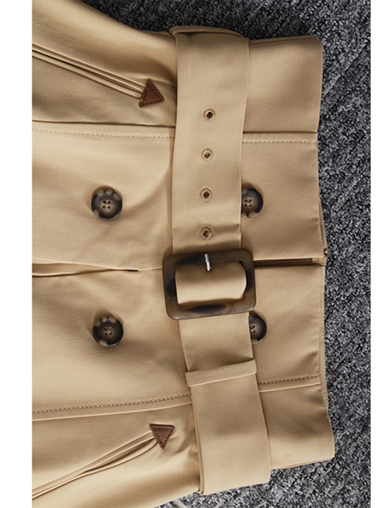 [EAM] High Waist Brown Bandage Asymmetrical Pleated Temperament Half-body Skirt Women Fashion Spring Autumn 1S4 220317