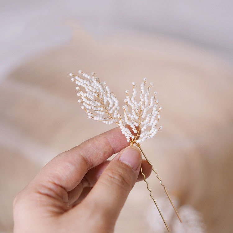 Bridal Jewelry Flower Floral Headpieces Headdress Pearl Hair Clips Pins Women Girl Bridesmaids Hairpin Bride Wedding Accessories 0615