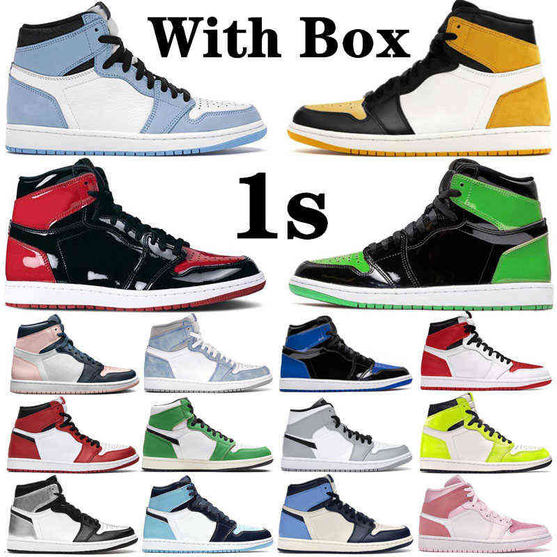 With Box 1 Mens Basketball Shoes 1s Bred Patent Green Yellow Toe University Blue Bubble Gum Georgetown Visionaire UNC Hyper Royal Men Women, 25
With Box 1 Mens Basketball Shoes 1s Bred Patent Green Yellow Toe University Blue Bubble Gum Georgetown Visionaire UNC Hyper Royal Men Women, 25