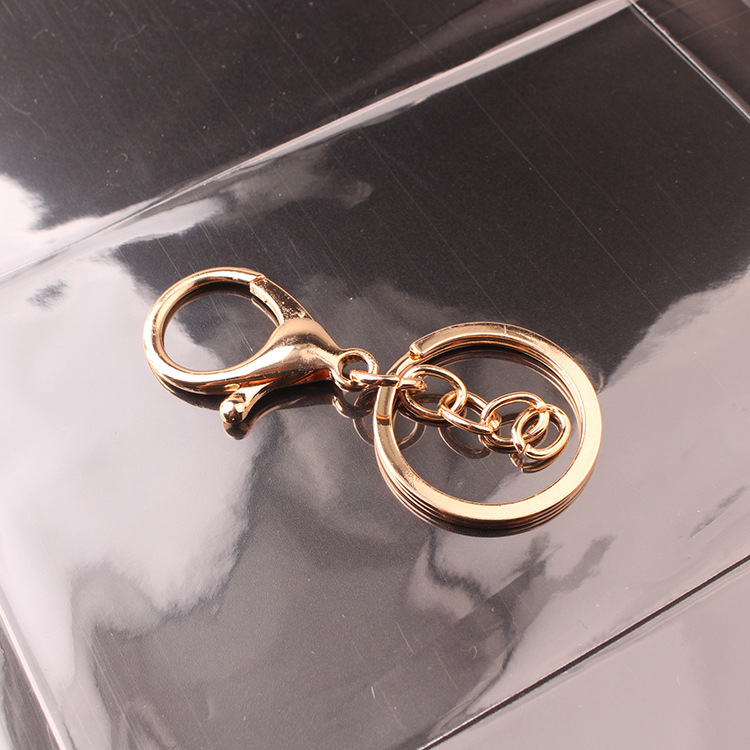 50pcs 30mm Keyring Multiple Colors Key Chains Rings Round Golden Silver-Plate Hook Lobster Clasp Keychain 220411