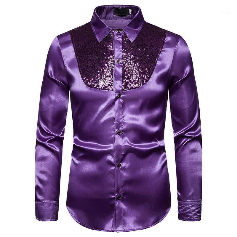 Men' Casual Shirts Mens 70s Disco Costume Shirt Purple Sequins Long Sleeve Button Down Dress Men Party Stage Singer Prom Chemise Homme XXL
Men' Casual Shirts Mens 70s Disco Costume Shirt Purple Sequins Long Sleeve Button Down Dress Men Party Stage Singer Prom Chemise Homme XXL