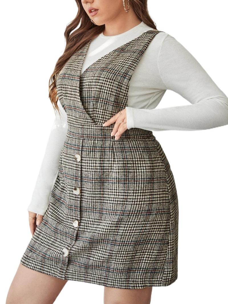Plus Size Dresses Glen Plaid Fake Button Overall Dress Without Tee O2AO#Plus, Multicolor
Plus Size Dresses Glen Plaid Fake Button Overall Dress Without Tee O2AO#Plus, Multicolor
