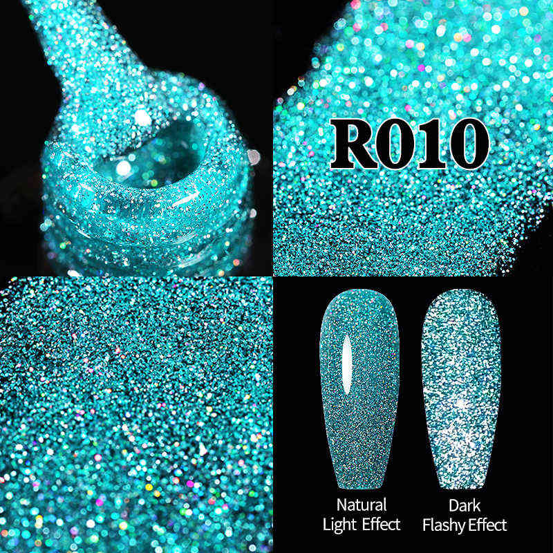 Nail Gel Toy Glitter Reflective Polish Shiny Rose Red Auroras Uv Led Varnish Soak Off s for Manicure 0328