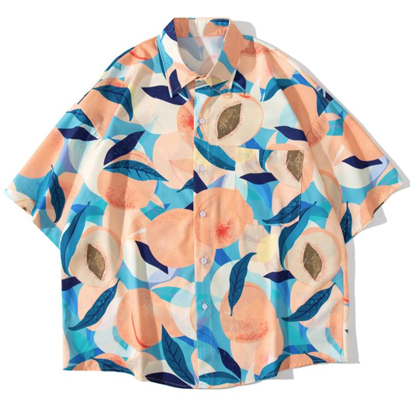 Men' Casual Shirts Men Hip Hop Streetwear Hawaiian Shirt Peach Print Beach T Harajuku 2022 Short Sleeve TopsMen, Blue 
Men' Casual Shirts Men Hip Hop Streetwear Hawaiian Shirt Peach Print Beach T Harajuku 2022 Short Sleeve TopsMen, Blue