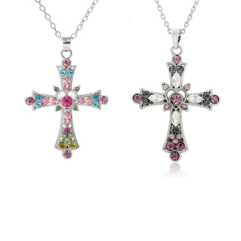 Pendant Necklaces Sweet Cool Metal Cross Colored Zircon Necklace For Woman Fashion Y2K Pink Purple Jewelry WholesalePendant
Pendant Necklaces Sweet Cool Metal Cross Colored Zircon Necklace For Woman Fashion Y2K Pink Purple Jewelry WholesalePendant