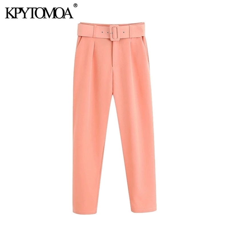 KPYTOMOA Women Fashion With Belt Office Wear Pants Vintage High Waist Zipper Fly Pockets Female Ankle Trousers Pantalones 201228, As picture
KPYTOMOA Women Fashion With Belt Office Wear Pants Vintage High Waist Zipper Fly Pockets Female Ankle Trousers Pantalones 201228, As picture