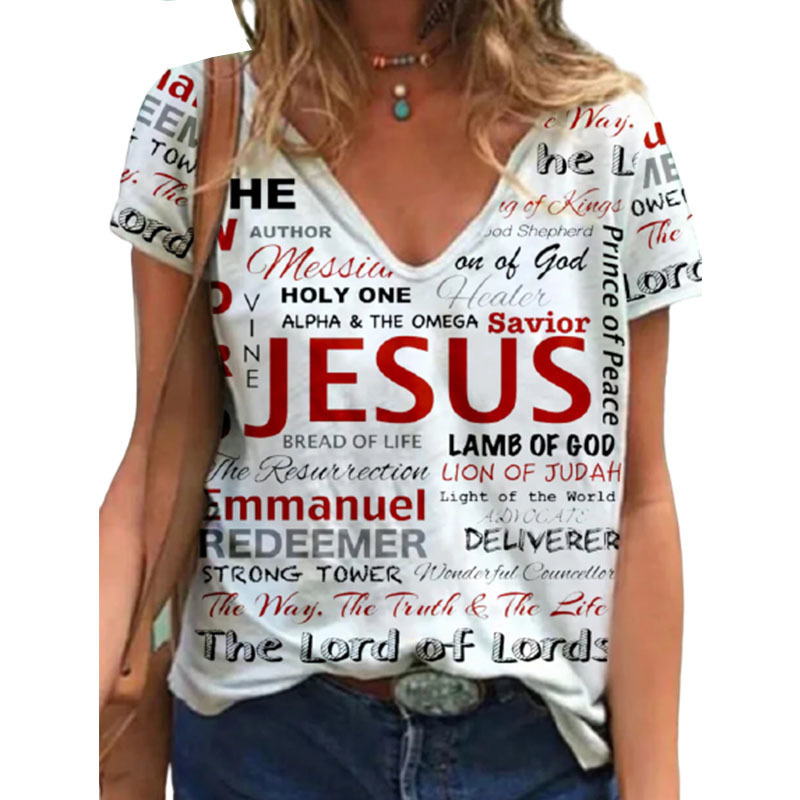 V Neck Tshirt Women's Summer Casual Oversize Print Shirt Tops Loose Vintage Female Tee Streetwear Y2K Short Sleeve Clothes S-5XL 220321