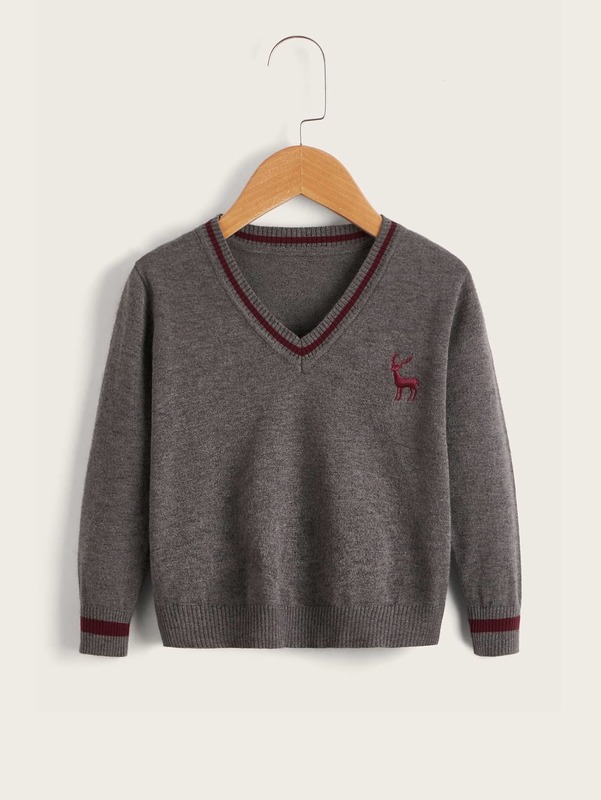 Toddler Boys Deer Embroidery Sweater SHE