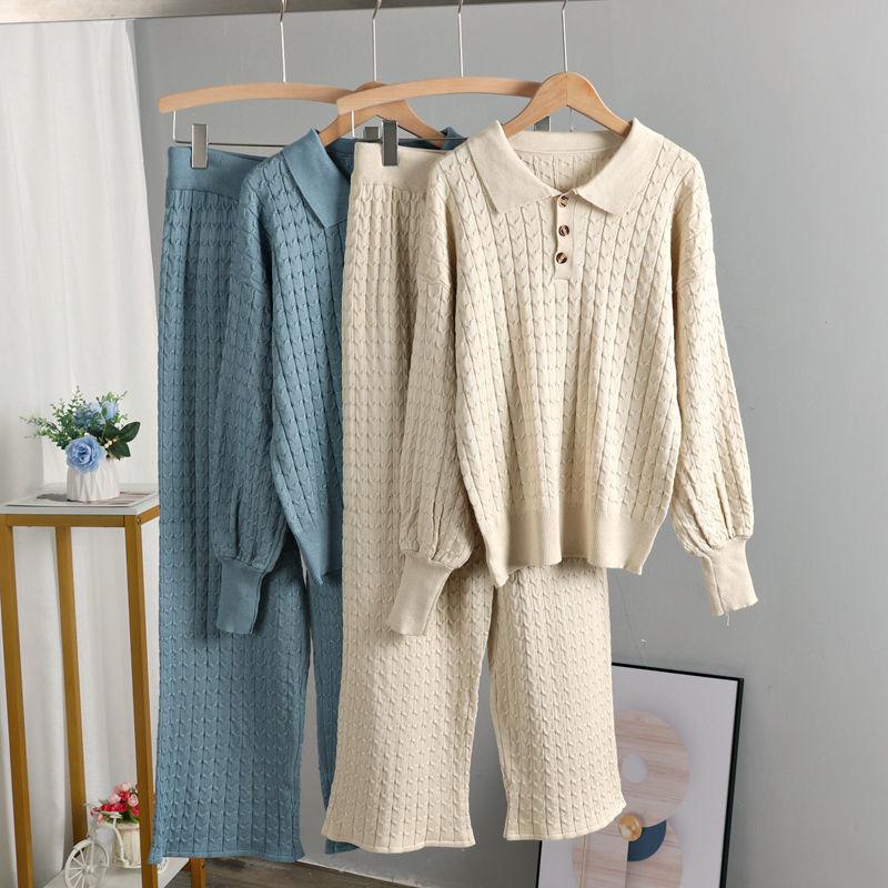 Women's Two Piece Pants Korean Knit Elegant Suit Button Up Laple Top Outfit Casual Sweater Pullover Tracksuit Wide Leg Sweatsuit Loose 2 Set, Black
Women's Two Piece Pants Korean Knit Elegant Suit Button Up Laple Top Outfit Casual Sweater Pullover Tracksuit Wide Leg Sweatsuit Loose 2 Set, Black