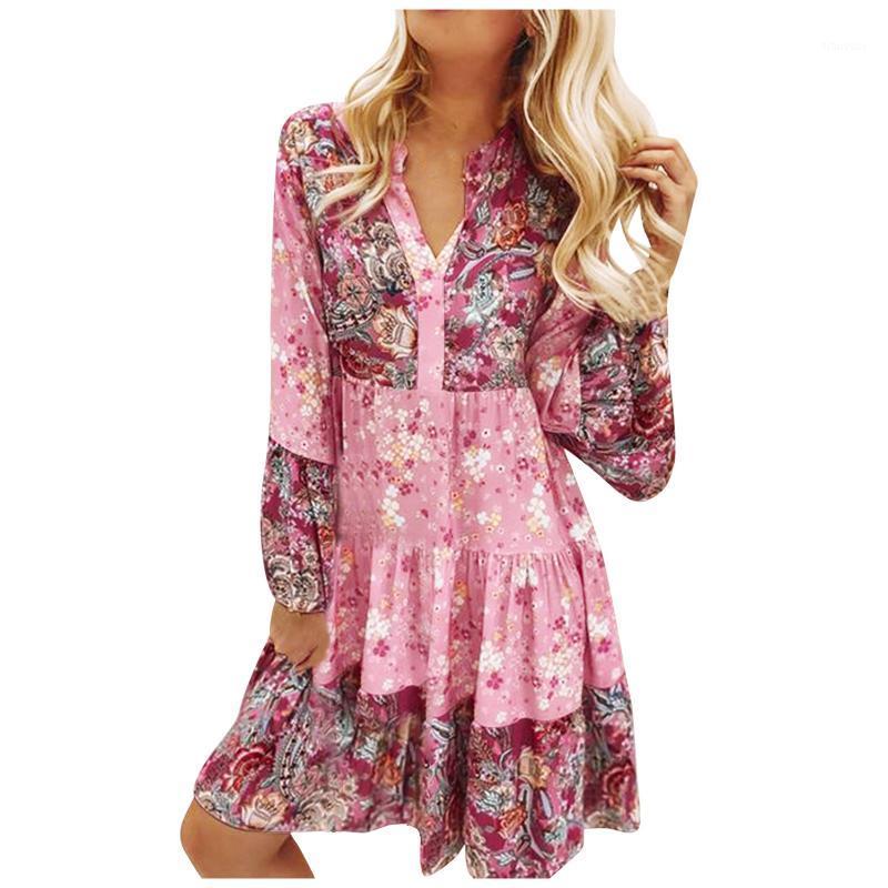 Casual Dresses Boho Pink Flower Printed Women Long Sleeve Ruffles V Neck Loose Beach Sundress Holiday Vocation Dress Vestidos Sukienka
Casual Dresses Boho Pink Flower Printed Women Long Sleeve Ruffles V Neck Loose Beach Sundress Holiday Vocation Dress Vestidos Sukienka