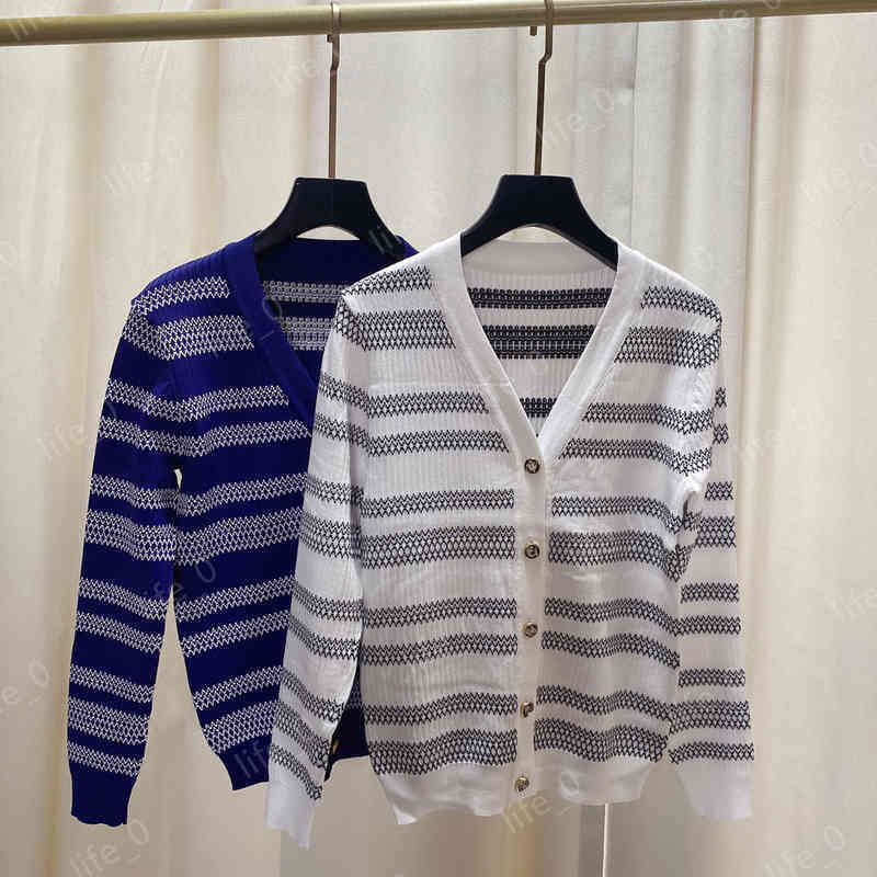 Womens Sweaters V-neck Striped Pattern Button Cardigan Designer Sweater Fall Luxury High Quality Sweater For Women Clothing, Blue dress
Womens Sweaters V-neck Striped Pattern Button Cardigan Designer Sweater Fall Luxury High Quality Sweater For Women Clothing, Blue dress