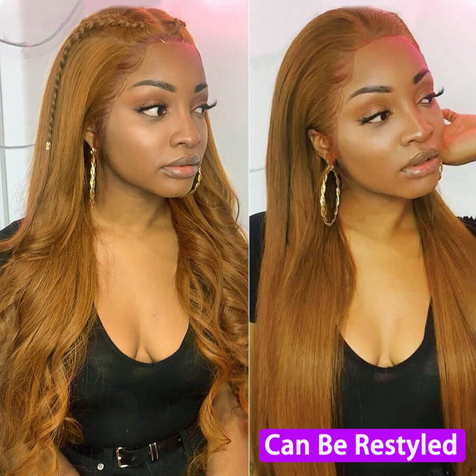 Unprocessed human hair loose wave glueless lace front wigs honey blonde for black women