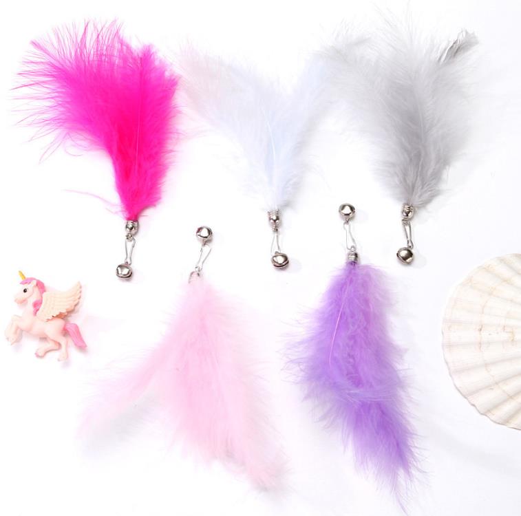 Cat Feather Wand Toy Steel Wire Bell Interactive Pet Kitty KittenTraining Exerciser Teaser Stick Replacement Heads