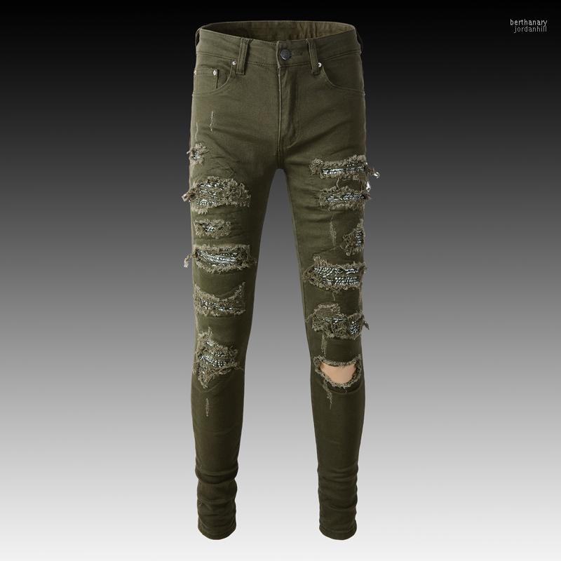 Men's Jeans Streetwear Fashion Men Army Green Elastic Slim Fit Destroyed Ripped Patch Designer Brand Hip Hop Denim Pants Bert22
Men's Jeans Streetwear Fashion Men Army Green Elastic Slim Fit Destroyed Ripped Patch Designer Brand Hip Hop Denim Pants Bert22