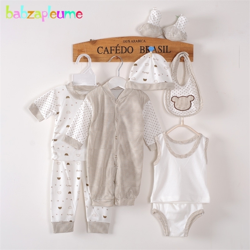 babzapleume 8PCS/Set born Baby Boys Clothes 100%Cotton Long Sleeve Girls Jumpsuit Toddler Outfits Kids Infant Clothing BC1002 220509