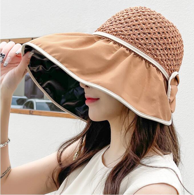 New sun hat Korean women's summer tide shading and screen anti ultraviolet net red straw spring