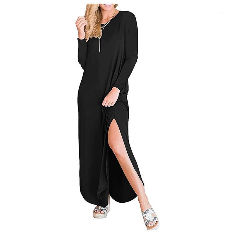 Casual Dresses 40# Solid Color Split Maxi Bohemian Slit Pocket O-neck Loose Long Dress Sleeve Oversized Slim Robe Longue
Casual Dresses 40# Solid Color Split Maxi Bohemian Slit Pocket O-neck Loose Long Dress Sleeve Oversized Slim Robe Longue