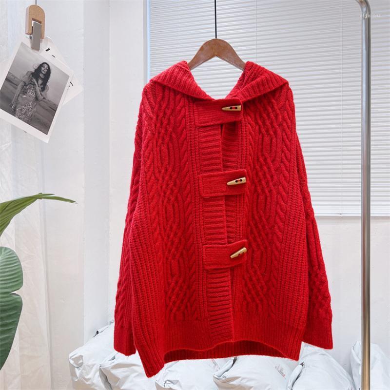Women's Knits & Tees Design Vintage Horn Buckle Thickened Sweater Coat Women's 2022 Spring Autumn Hooded Long Sleeve Loose Casual Knitte, Black
Women's Knits & Tees Design Vintage Horn Buckle Thickened Sweater Coat Women's 2022 Spring Autumn Hooded Long Sleeve Loose Casual Knitte, Black