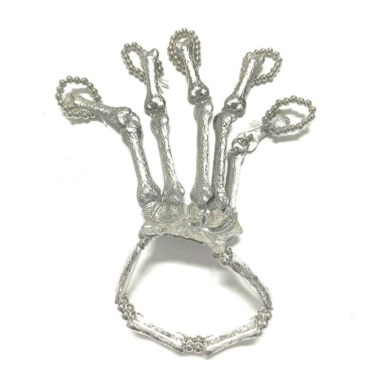 Charm Bracelets Halloween Wristband Skull Fingers Metal Skeleton Hand Bracelet With Ring For Women And Men On Party(Silver Colour)
Charm Bracelets Halloween Wristband Skull Fingers Metal Skeleton Hand Bracelet With Ring For Women And Men On Party(Silver Colour)