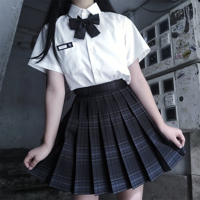 HOUZHOU Gothic Black Plaid Skirt Women Kawaii Harajuku High Waist Pleated Mini Skirts Japanese School Uniform Preppy Style JK 220322