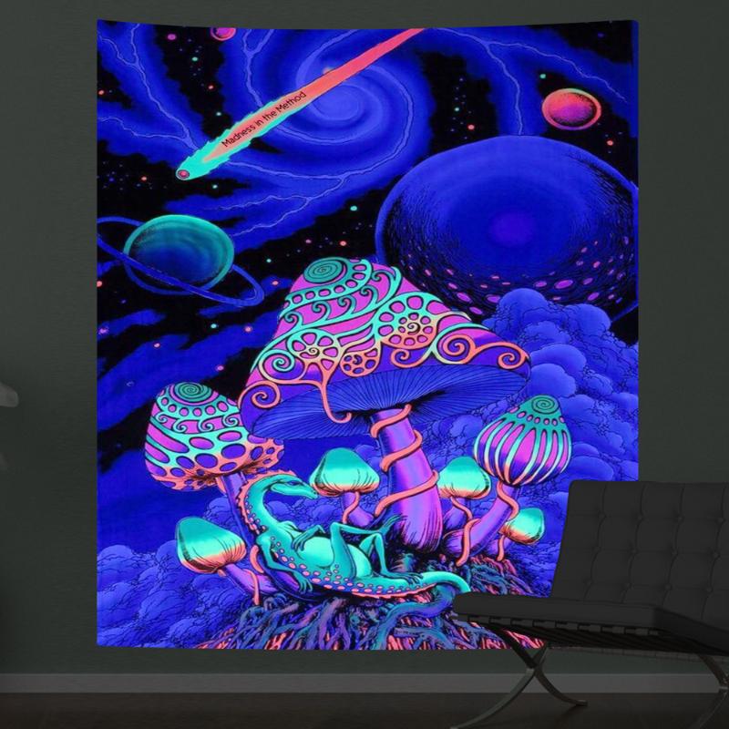 Tapestries Mushroom Fluorescent Tapestry Luminous Hanging Cloth Decor Glow Under Ultraviolet Light Room Decoration 95*73cm
Tapestries Mushroom Fluorescent Tapestry Luminous Hanging Cloth Decor Glow Under Ultraviolet Light Room Decoration 95*73cm