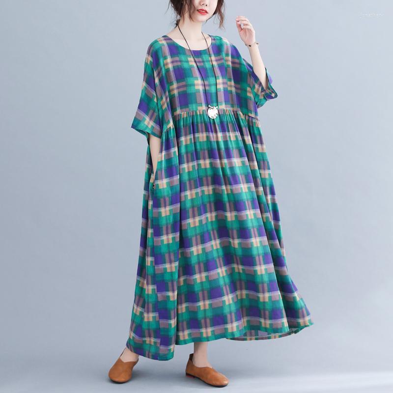 Plus Size Dresses BBIG Summer Women Fashion Elegant Plaid Spliced Tops Ladies Female Large Long Casual Loose Cotton Ruffles Tunic Dress Jona, Blue
Plus Size Dresses BBIG Summer Women Fashion Elegant Plaid Spliced Tops Ladies Female Large Long Casual Loose Cotton Ruffles Tunic Dress Jona, Blue