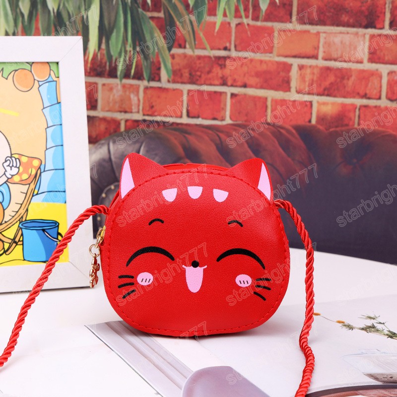 Cute Children Girls' Crossbody Bag Cartoon Cat Princess Small Shoulder Bags PU Leather Boys Kids Coin Purse Handbags Wallet