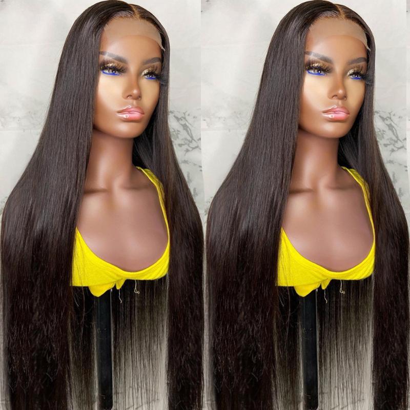 Lace Wigs 40Inch Malaysia Bone Straight 13x6 Frontal Human Hair Pre Plucked Front Wig For Women 250%Lace, As pic