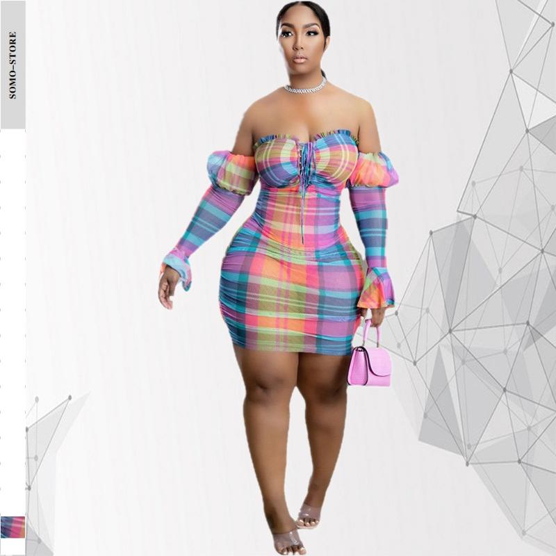 Plus Size Dresses Fashion Colorful Stripe Print Women Dressess Sexy Bandage Chest Wrap Mini Dress Oversized Wholesale DropPlus
Plus Size Dresses Fashion Colorful Stripe Print Women Dressess Sexy Bandage Chest Wrap Mini Dress Oversized Wholesale DropPlus