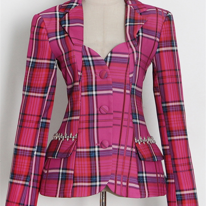 TWOTWINSTYLE Plaid Blazer For Women Square Collar Long Sleeves Backless Slim Fit Elegant Blazer Female Spring Fashion 220402, Rose
TWOTWINSTYLE Plaid Blazer For Women Square Collar Long Sleeves Backless Slim Fit Elegant Blazer Female Spring Fashion 220402, Rose