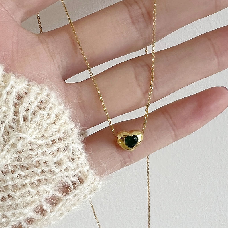 Cz Cubic Zirconia Delicate Pendant Necklaces Link Chain 925 Sterling Silver Heart Single Stone Necklace For Women