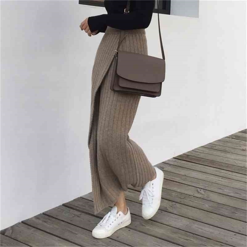 Qooth Autumn Winter Knitting Skirt High Waist OL Long Pencil Skirt Women Open Slit Knitted Casual Vintage Maxi Skirt QH1699 210319, Khaki
Qooth Autumn Winter Knitting Skirt High Waist OL Long Pencil Skirt Women Open Slit Knitted Casual Vintage Maxi Skirt QH1699 210319, Khaki