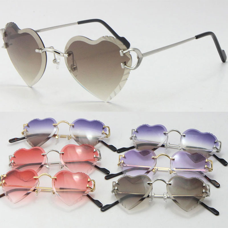 New Designer Sunglasses Womens C Decoration Metal Rimless Fashion Sun glasses Pairings Shoes bags Dia Cut Lens Angled iangle Lenses Man Woman Frames