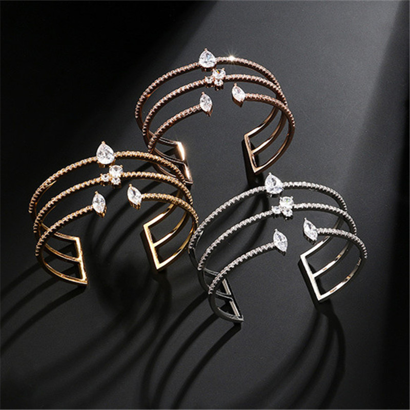 Fashion AAA Cubic Zirconia cuff designer Opening Adjustable love bracelet for woman Luxury Copper Bangle Jewelry Rose Gold Silver Charm Bracelets Gift