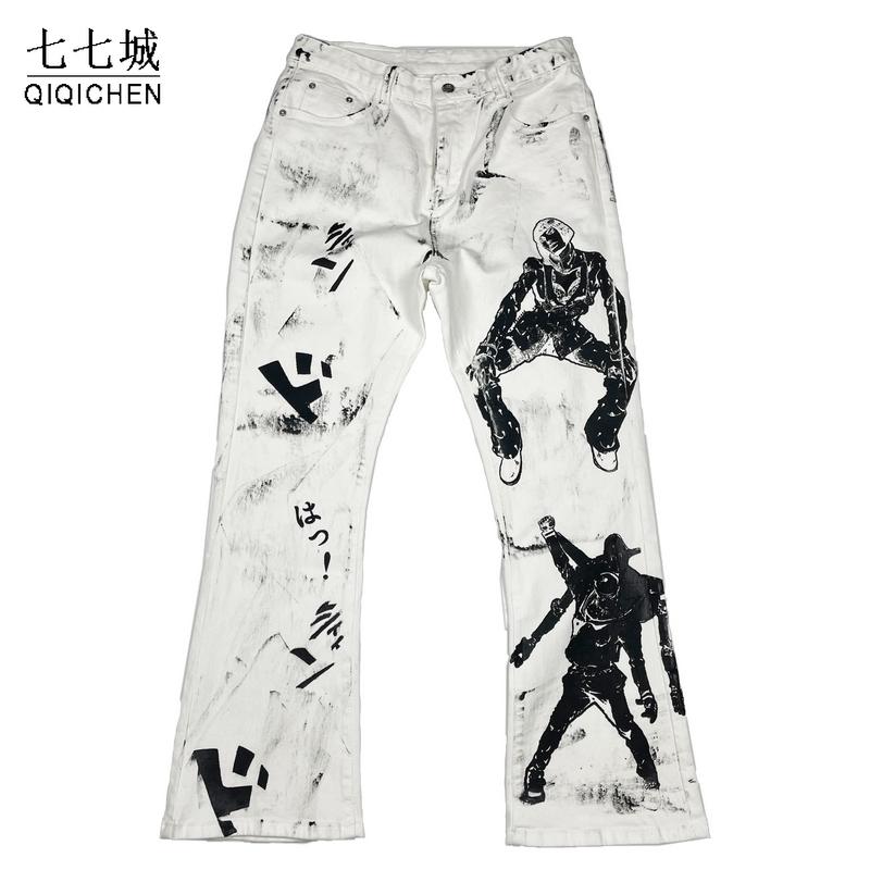 Men' Jeans Hip Hop Cargo Pants Men Streetwear Anime Figures Graphic Print Denim Women High Street Fashion Casual Flared TrouserMen, White
Men' Jeans Hip Hop Cargo Pants Men Streetwear Anime Figures Graphic Print Denim Women High Street Fashion Casual Flared TrouserMen, White