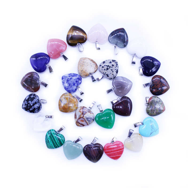 Bulk Natural stone Pendant Hexagonal prism Bullet Quartz Point Healing Crystals Chakra Cross Heart charm Exquisite Necklace Jewelry Making