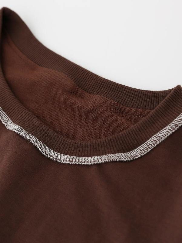 Toddler Boys Slogan Graphic Topstitching Drop Shoulder Pullover SHE