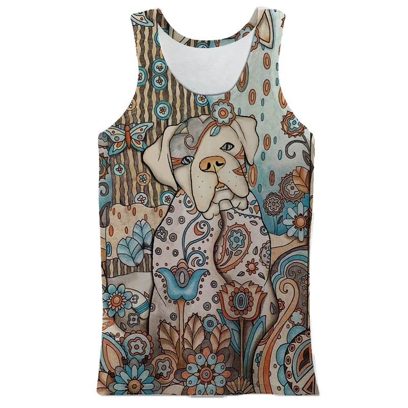 Summer 3D Print Men's Vest Dog Pattern Bodybuilding Fitness Clothing masculina Sleeveless vest S-7XL 220331