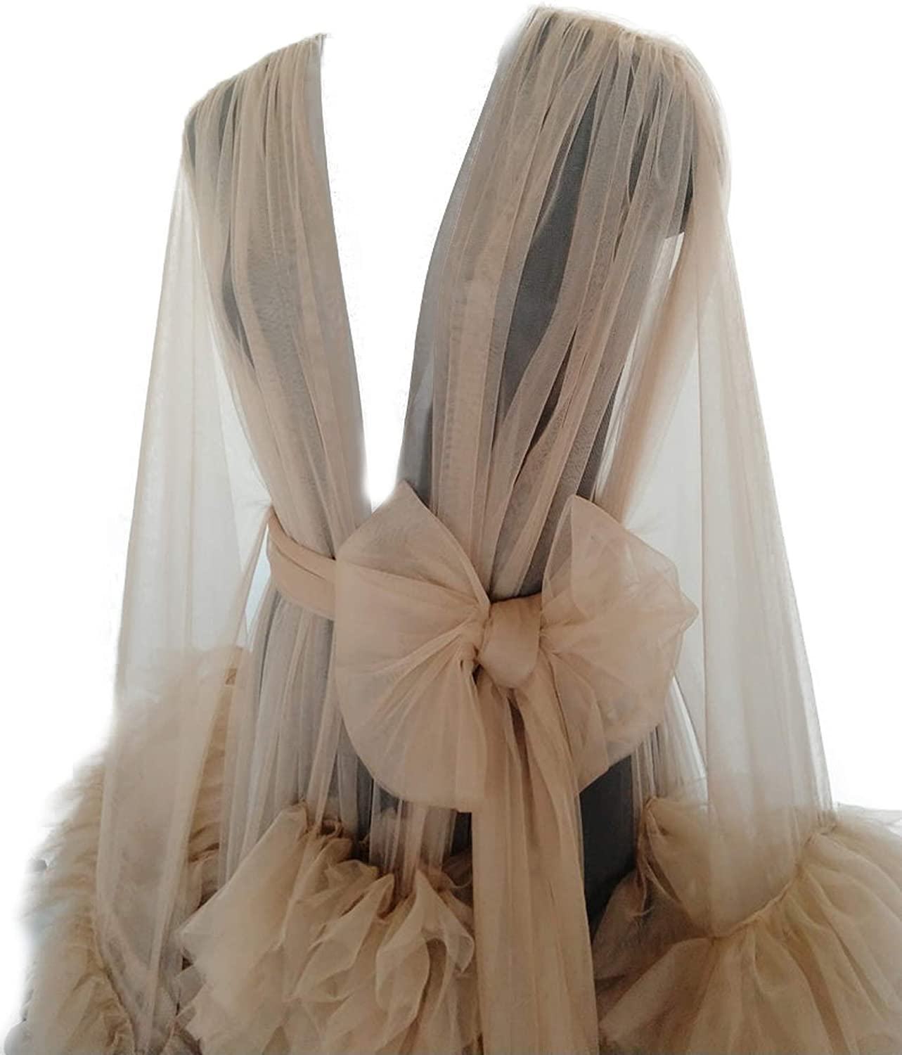 See-Through Sleepwear Puffy Evening Dress Bride Photo Robes Maternity Tulle Robe for Photoshoot Perspective Sheer Long Babyshower Gowns