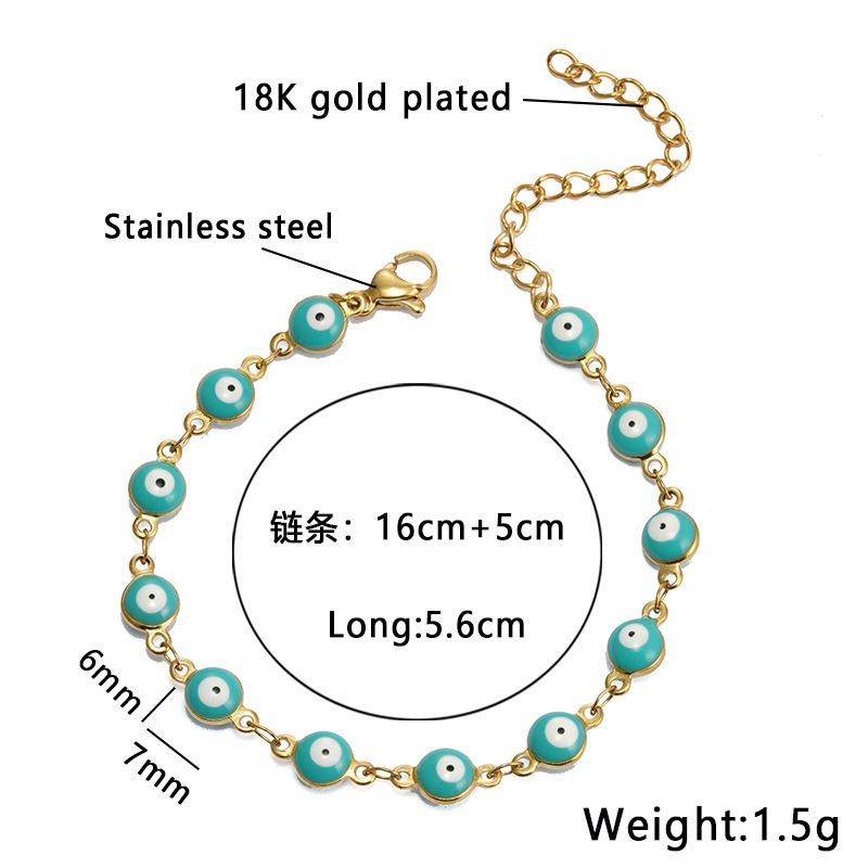 Turkish Eye Bracelet Red Blue Evil Eyes Lucky Bracelets for Women Stainless Steel link chain Bracelet Jewelry