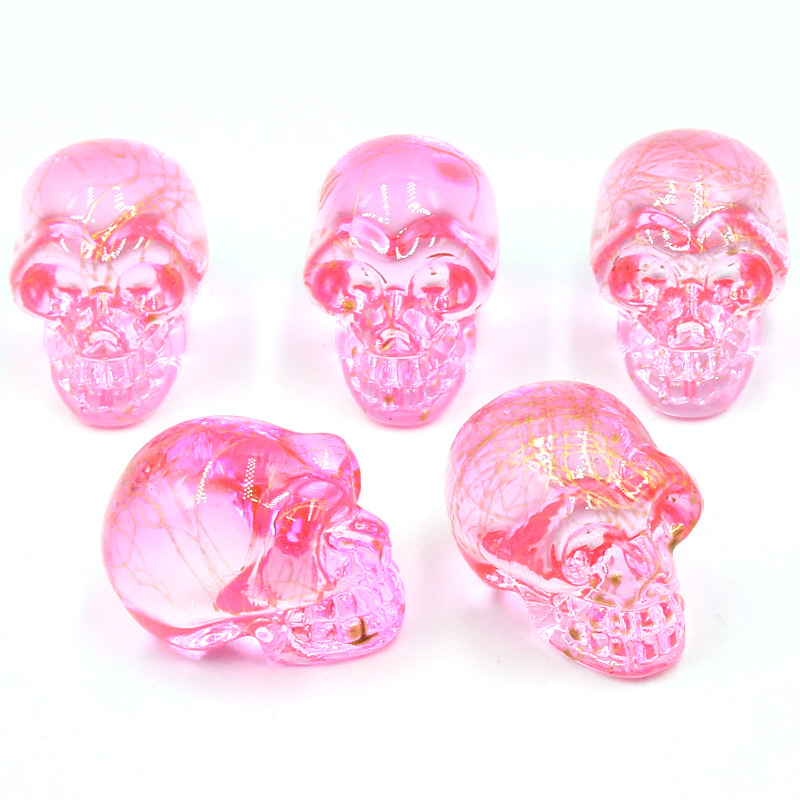 Electroplating Crystals stone Skull Figurines Colorful Quartz Cranium Gems Sculpture Aquarium Chakra Home Decoration Witchcraft Wicca