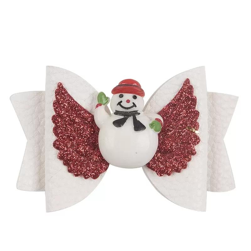 Christmas Glitter Hair Bows hair clips wings Polka Dot Print Barrettes xmas Tree Santa Claus Socks Hairpins Boutique Accessories