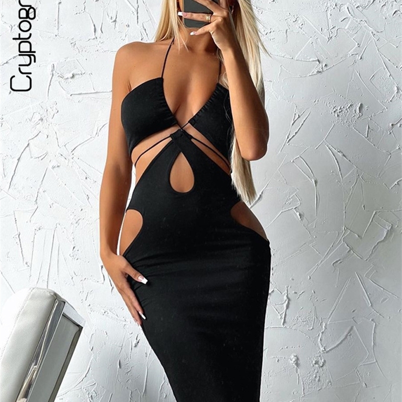 Cryptographic Summer Sexy Halter Cut Out Bandage Maxi Dress for Women Sleeveless Backless Outfits Party 2 Piece Dresses Set 220613, Black 
Cryptographic Summer Sexy Halter Cut Out Bandage Maxi Dress for Women Sleeveless Backless Outfits Party 2 Piece Dresses Set 220613, Black