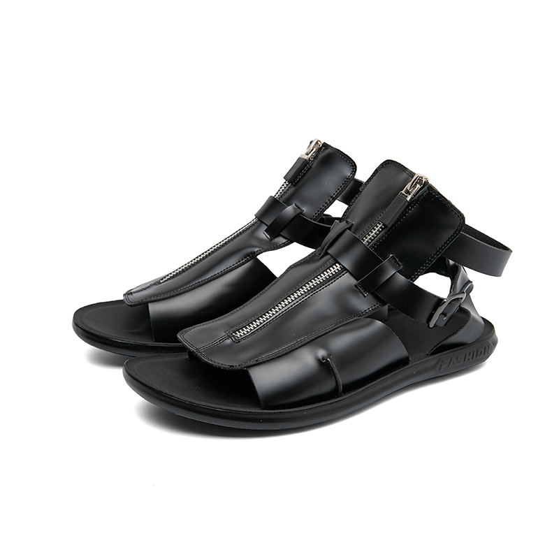 New Sandals Men Shoes PU Solid Color Fashion Casual Beach Classic Summer Daily Zipper Decorative Ankle Buckle Flat Sandals KB896, Black
New Sandals Men Shoes PU Solid Color Fashion Casual Beach Classic Summer Daily Zipper Decorative Ankle Buckle Flat Sandals KB896, Black