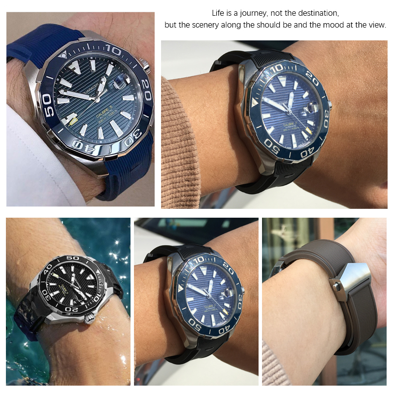 20mm 22mm Rubber Silicone Watch Strap Waterproof Bracelet Watchband for TAG HEUER AQUARACER 300 WAY201B CALIBRE 5 Accessories 220627