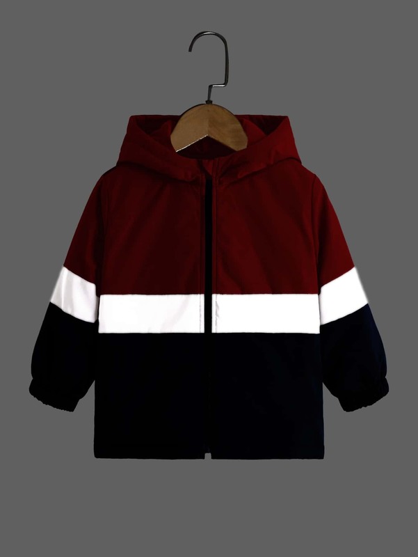 Toddler Boys Reflective Color Block Hooded Coat SHE