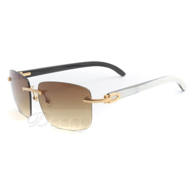 Rimless buffs sunglasses 3524012-A with hybrid Buffalo Horn and 58mm lens